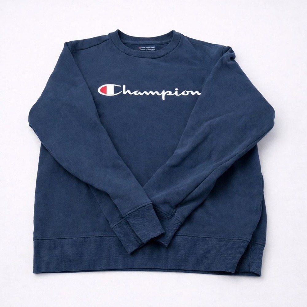 Champion Sweatshirt Mens Large Navy Crewneck Logo Athletic Pullover